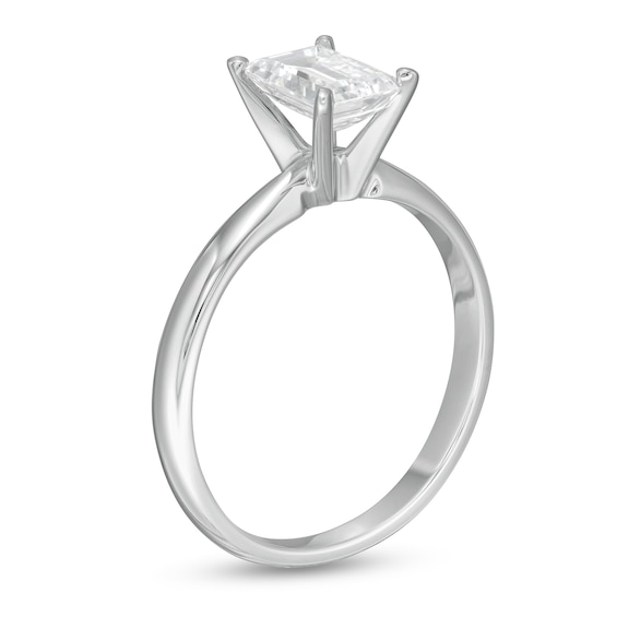 1 CT. Certified Emerald-Cut Lab-Grown Diamond Solitaire Engagement Ring in 14K White Gold (F/Vs2)
