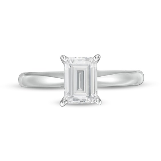 1 CT. Certified Emerald-Cut Lab-Grown Diamond Solitaire Engagement Ring in 14K White Gold (F/Vs2)