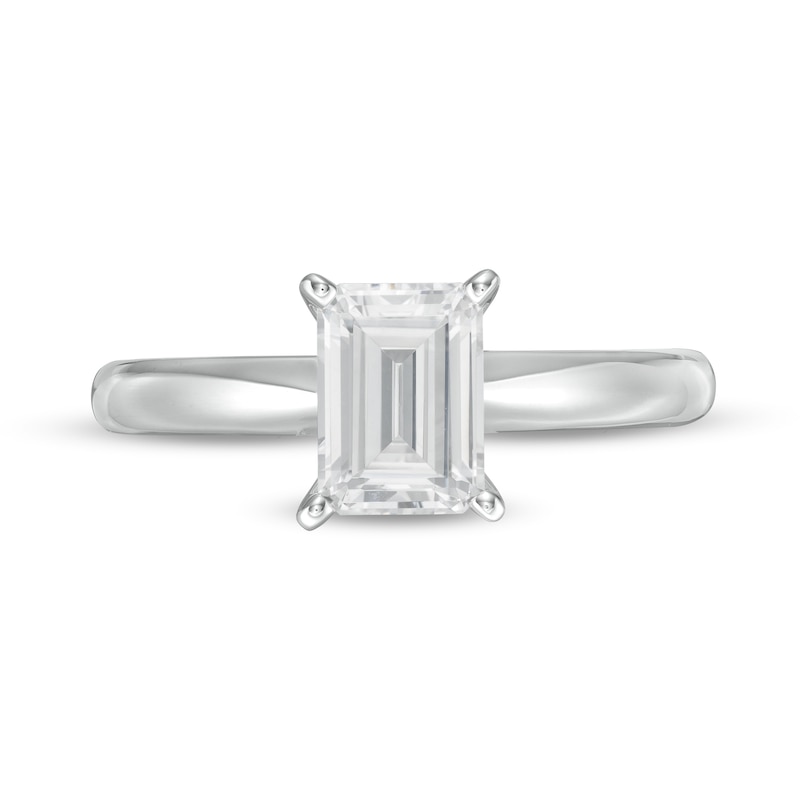 1 CT. Certified Emerald-Cut Lab-Created Diamond Solitaire Engagement Ring in 14K White Gold (F/VS2)