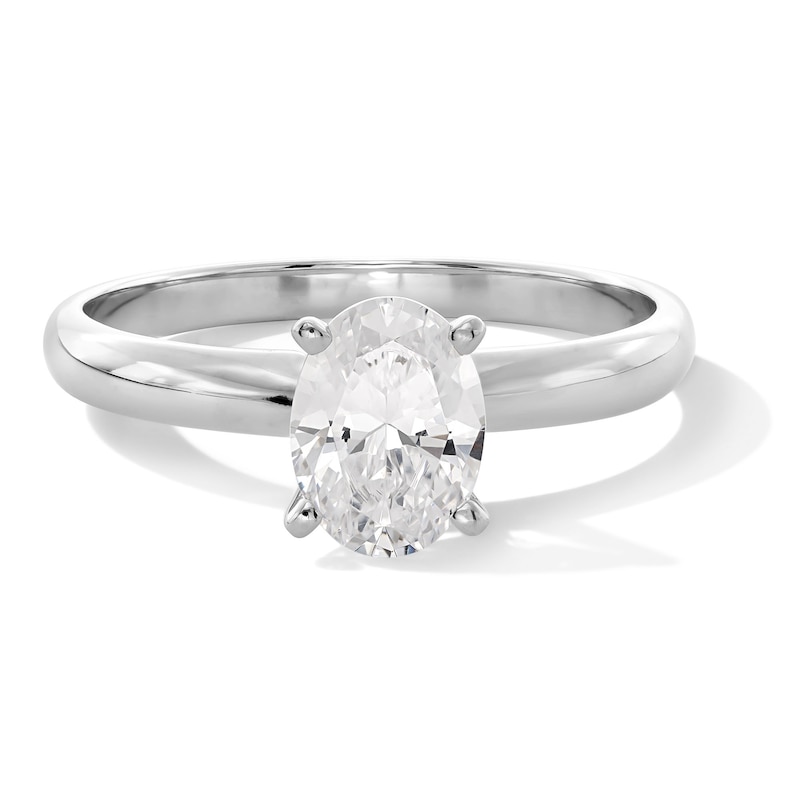 1 CT. Certified Oval Lab-Created Diamond Solitaire Engagement Ring in 14K White Gold (F/VS2)