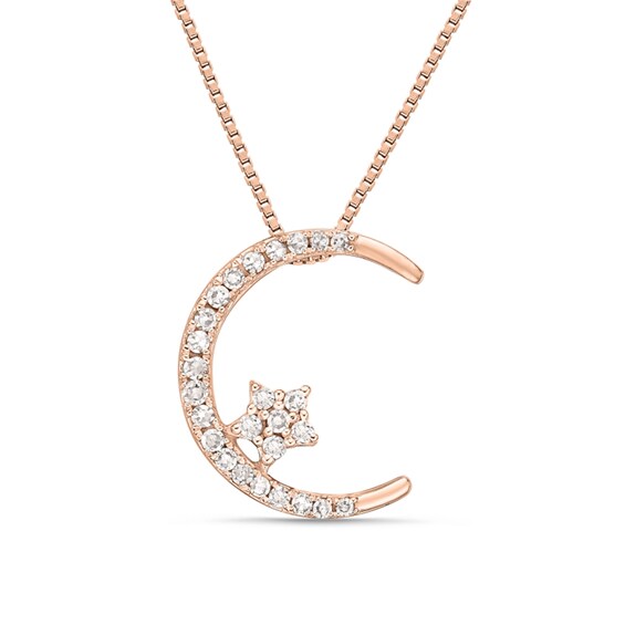 1/8 CT. T.W. Diamond Crescent Moon and Star Pendant in 10K Rose Gold 1/8 CT. T.W. Diamond Crescent Moon and Star Pendant in 10K Rose Gold