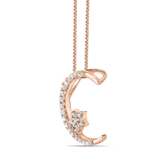 1/8 CT. T.W. Diamond Crescent Moon and Star Pendant in 10K Rose Gold 1/8 CT. T.W. Diamond Crescent Moon and Star Pendant in 10K Rose Gold
