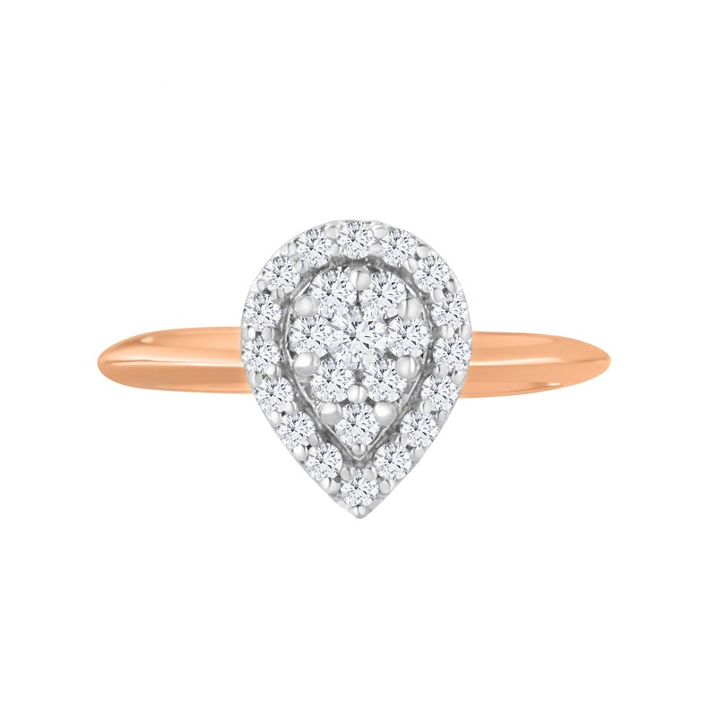 3/8 CT. T.W. Composite Diamond Pear-Shaped Frame Ring in 10K Rose Gold