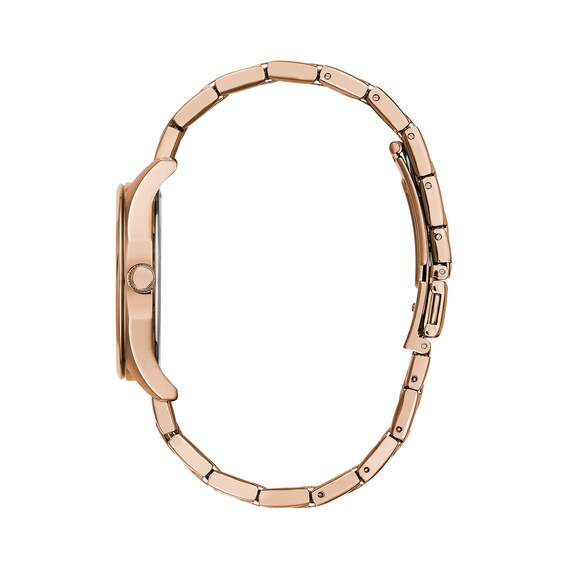Ladies' Caravelle by Bulova Rose-Tone Watch with Silver-Tone Dial (Model: 45L179)