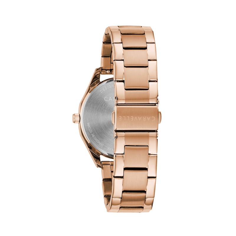 Ladies' Caravelle by Bulova Rose-Tone Watch with Silver-Tone Dial (Model: 45L179)