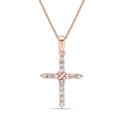 1/5 ct. t.w. diamond cross pendant in 10k rose gold zales 1/5 ct. t.w. diamond