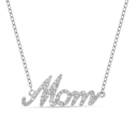 1/5 CT. T.W. Diamond "Mom" Necklace in 14K White Gold