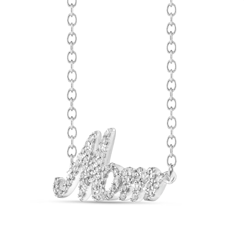 Main Image 2 of 1/5 CT. T.W. Diamond "Mom" Necklace in 14K White Gold