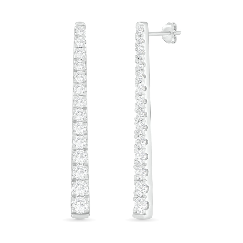 Lab-Created White Sapphire Graduated Vertical Bar Drop Earrings in Sterling Silver