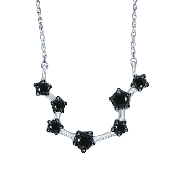 1/5 CT. T.w. Black Diamond Aquarius Constellation Necklace in Sterling Silver
