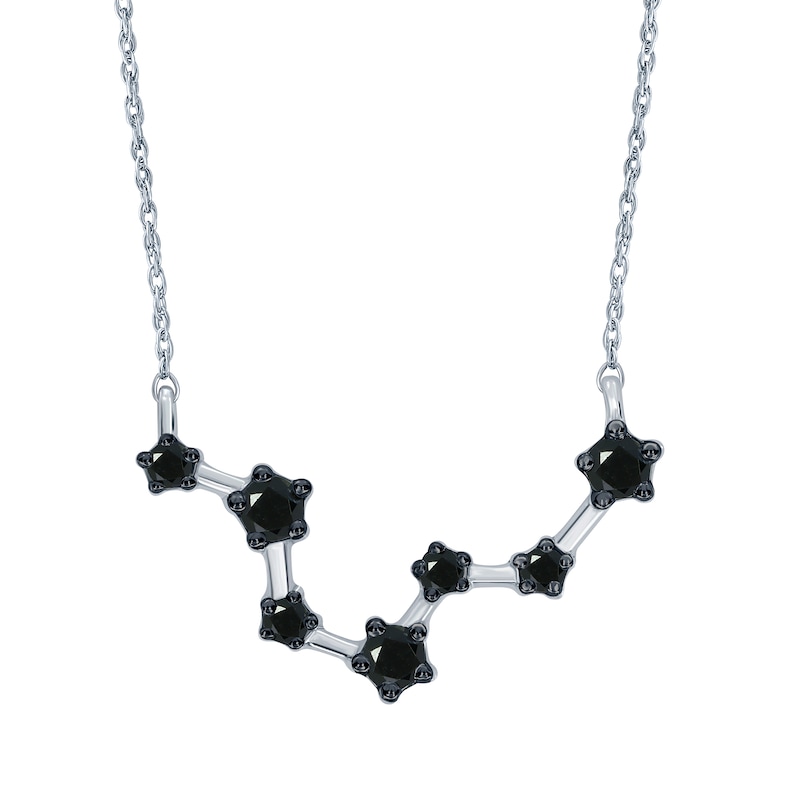 Main Image 1 of 1/5 CT. T.W. Black Diamond Pisces Constellation Necklace in Sterling Silver