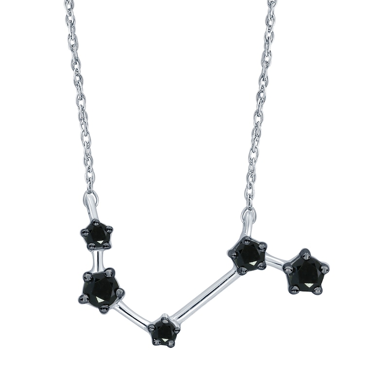 1/5 CT. T.W. Black Diamond Aries Constellation Necklace in Sterling Silver