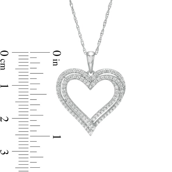 1/2 CT. T.w. Diamond Double Heart Pendant in Sterling Silver