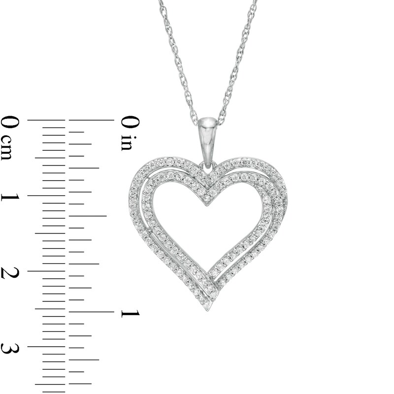 Main Image 3 of 1/2 CT. T.W. Diamond Double Heart Pendant in Sterling Silver