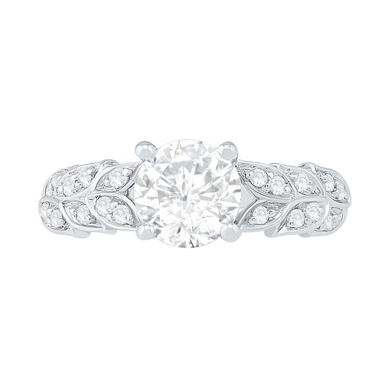 7.0mm Lab-Created White Sapphire Laurel Leaf-Sides Ring in Sterling Silver 7.0mm Lab-Created White Sapphire Laurel Leaf-Sides Ring in Sterling Silver
