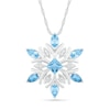 Thumbnail Image 1 of 4.0mm Princess-Cut and Marquise Blue Topaz and 1/20 CT. T.W. Diamond Snowflake Pendant in Sterling Silver