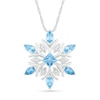 Thumbnail Image 0 of 4.0mm Princess-Cut and Marquise Blue Topaz and 1/20 CT. T.W. Diamond Snowflake Pendant in Sterling Silver