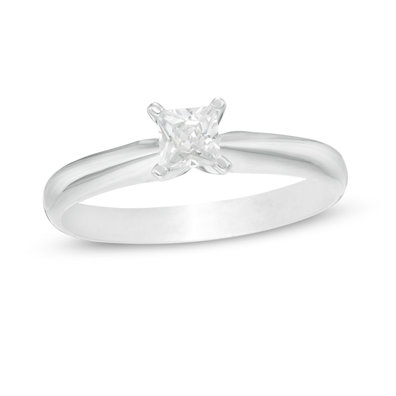 1/ CT. Princess-Cut Diamond Solitaire Engagement Ring in 14K White Gold (J/I2