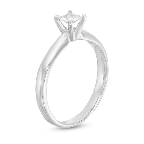 1/ CT. Princess-Cut Diamond Solitaire Engagement Ring in 14K White Gold (J/I2