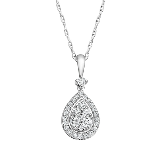 1/3 CT. T.w. Composite Diamond Pear Pendant in 10K White Gold