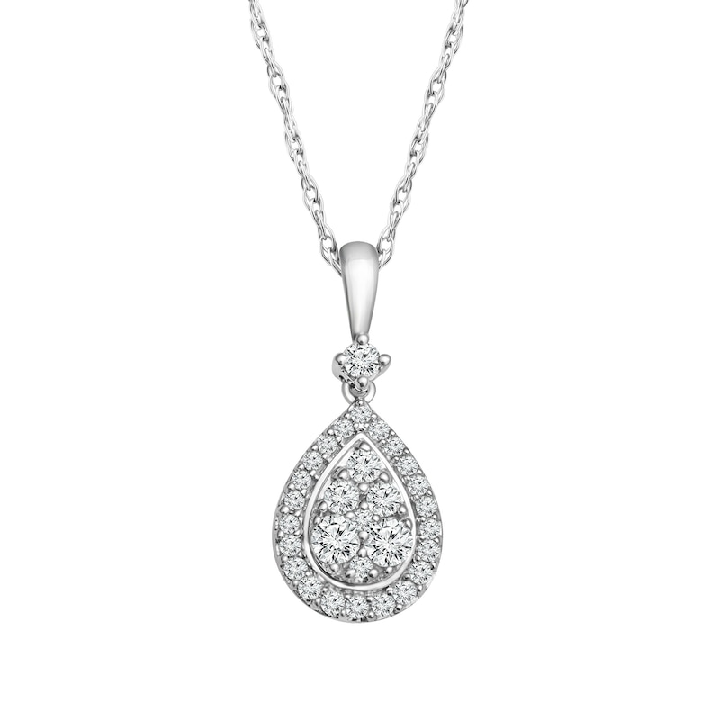 1/3 CT. T.W. Composite Diamond Pear Pendant in 10K White Gold