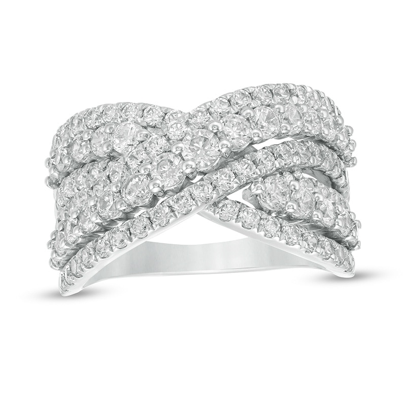 2 CT. T.W. Certified Lab-Created Diamond Multi-Row Bypass Ring in 14K White Gold (F/SI2)