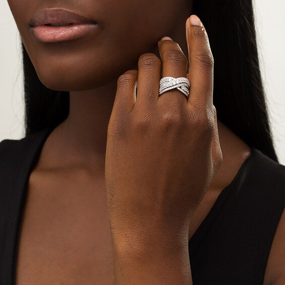 2 CT. T.w. Certified Lab-Grown Diamond Multi-Row Bypass Ring in 14K White Gold (F/Si2)