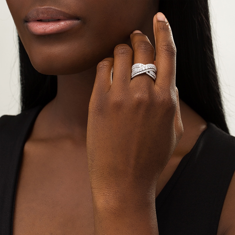 Main Image 2 of 2 CT. T.W. Certified Lab-Grown Diamond Multi-Row Bypass Ring in 14K White Gold (F/SI2)