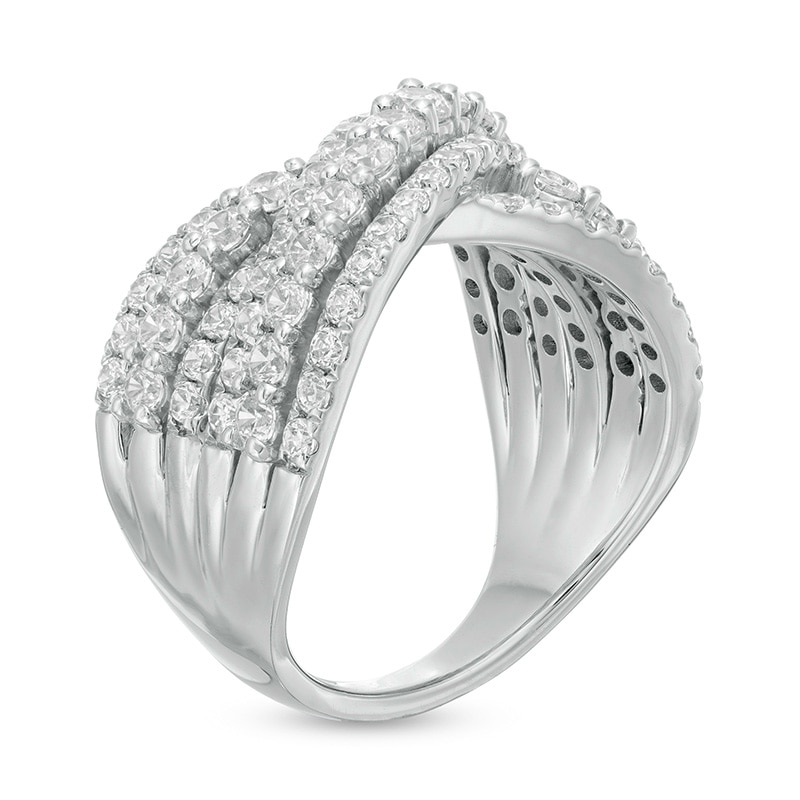 Main Image 3 of 2 CT. T.W. Certified Lab-Grown Diamond Multi-Row Bypass Ring in 14K White Gold (F/SI2)