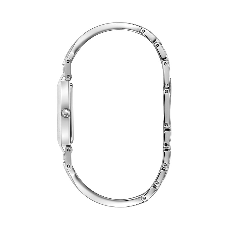 Main Image 2 of Ladies' Bulova Diamond Accent Bangle Watch with Rectangular Black Mother-of-Pearl Dial (Model: 96P209)