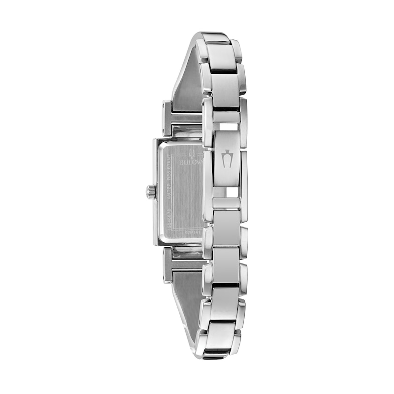 Ladies' Bulova Diamond Accent Bangle Watch with Rectangular Black Mother-of-Pearl Dial (Model: 96P209)