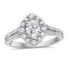 1-3/8 CT. T.W. Oval Diamond Frame Split Shank Engagement Ring in Platinum