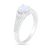 Thumbnail Image 1 of 6.0mm Lab-Created Opal and White Sapphire Split Shank Ring in Sterling Silver