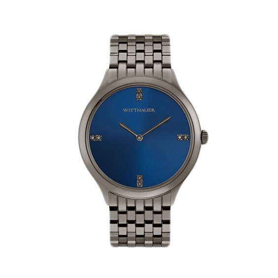 Men's Wittnauer Enhanced Black Diamond Accent Gunmetal Grey IP Watch with Blue Dial (Model: WN3100) Men's Wittnauer Enhanced Black Diamond Accent Gunmetal Grey IP Watch with Blue Dial (Model: WN3100)