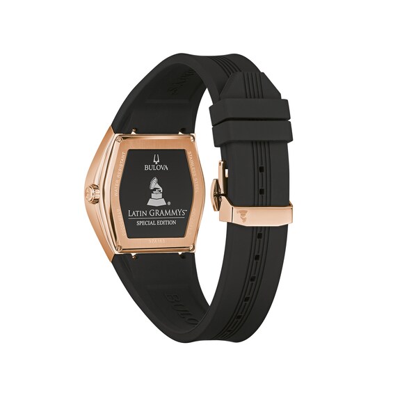 Men's Special Edition Bulova Modern Latin GrammyÂ® Gemini Two-Tone Strap Watch with Tonneau Black Dial (Model: 97A163)