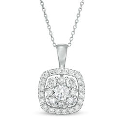 1 CT. T.W. Certified Lab-Created Diamond Cushion Frame Pendant in 14K White Gold (F/SI2)