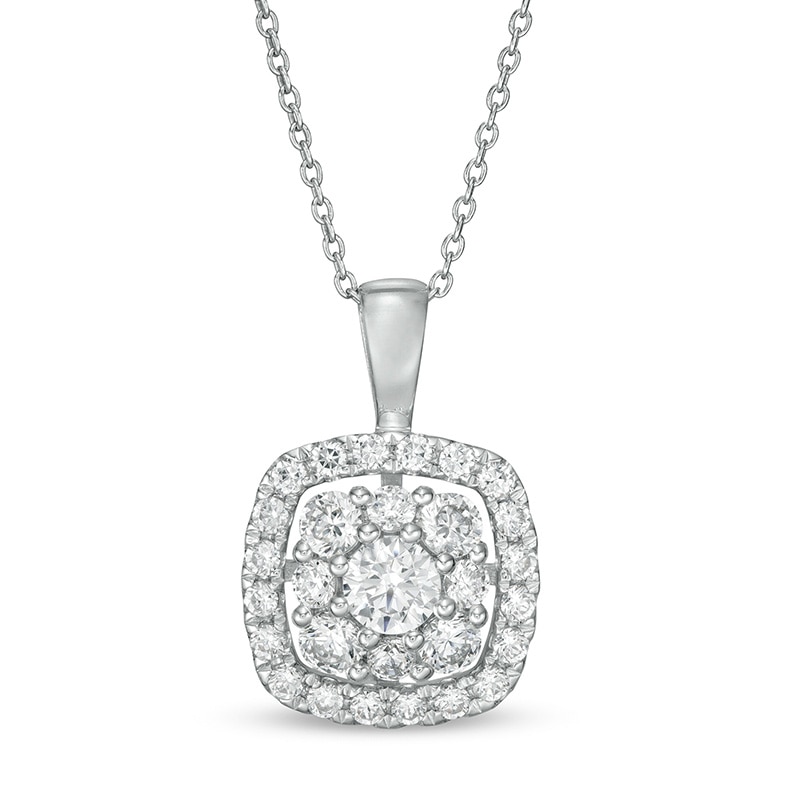 1 CT. T.W. Certified Lab-Created Diamond Cushion Frame Pendant in 14K ...