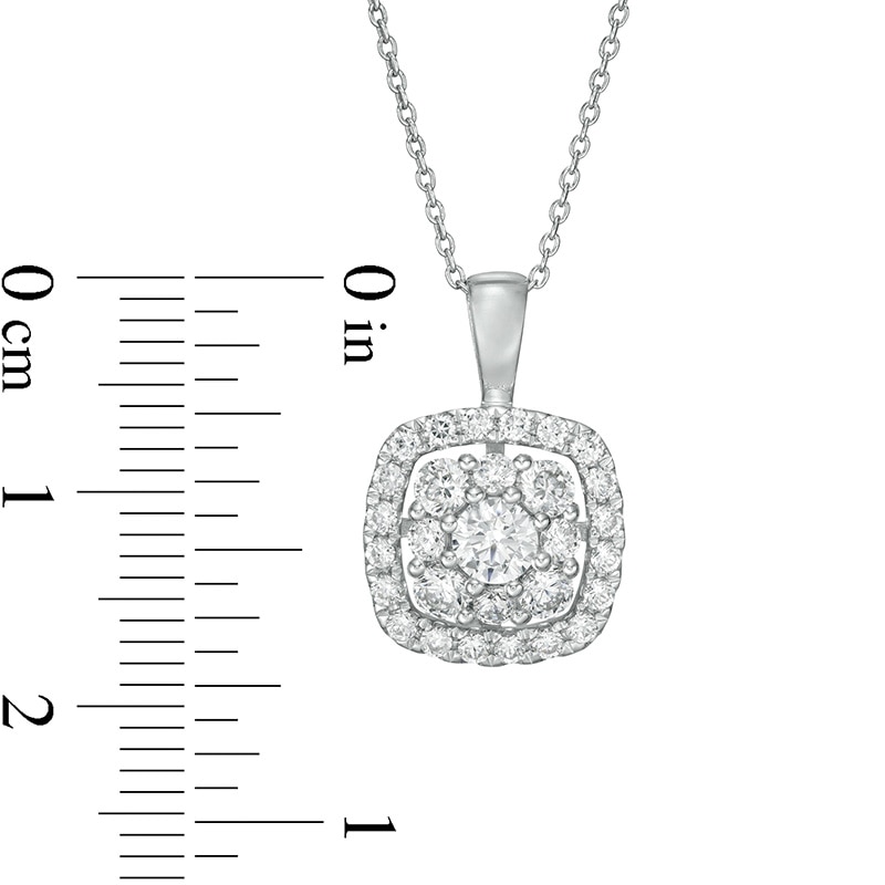 1 CT. T.W. Certified Lab-Created Diamond Cushion Frame Pendant in 14K White Gold (F/SI2)