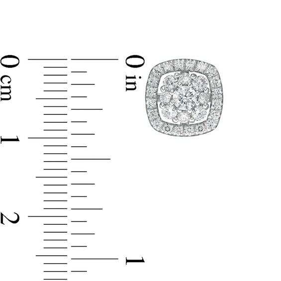 1 CT. T.w. Certified Lab-Grown Diamond Cushion Frame Stud Earrings in 14K White Gold (F/Si2)