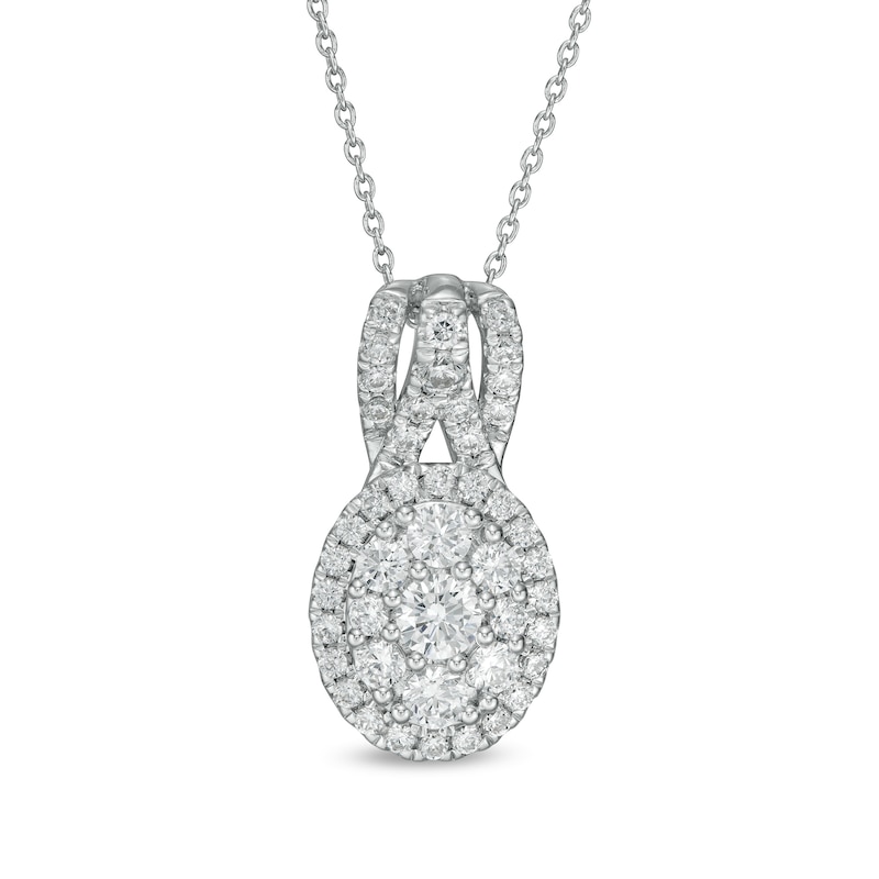 Main Image 1 of 1 CT. T.W. Certified Lab-Grown Diamond Oval Frame Pendant in 14K White Gold (F/SI2)