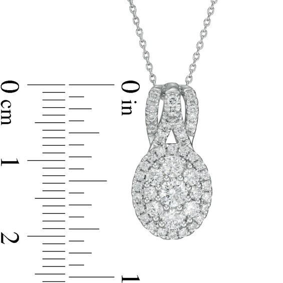 1 CT. T.W. Certified Lab-Created Diamond Oval Frame Pendant in 14K White Gold (F/SI2) 1 CT. T.W. Certified Lab-Created Diamond Oval Frame Pendant in 14K White Gold (F/SI2)
