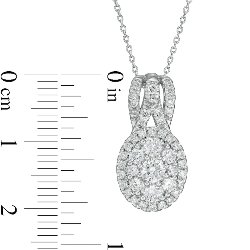 Main Image 3 of 1 CT. T.W. Certified Lab-Grown Diamond Oval Frame Pendant in 14K White Gold (F/SI2)