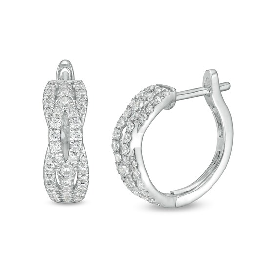 1 CT. T.w. Certified Lab-Grown Diamond Open Braid Hoop Earrings in 14K White Gold (F/Si2)