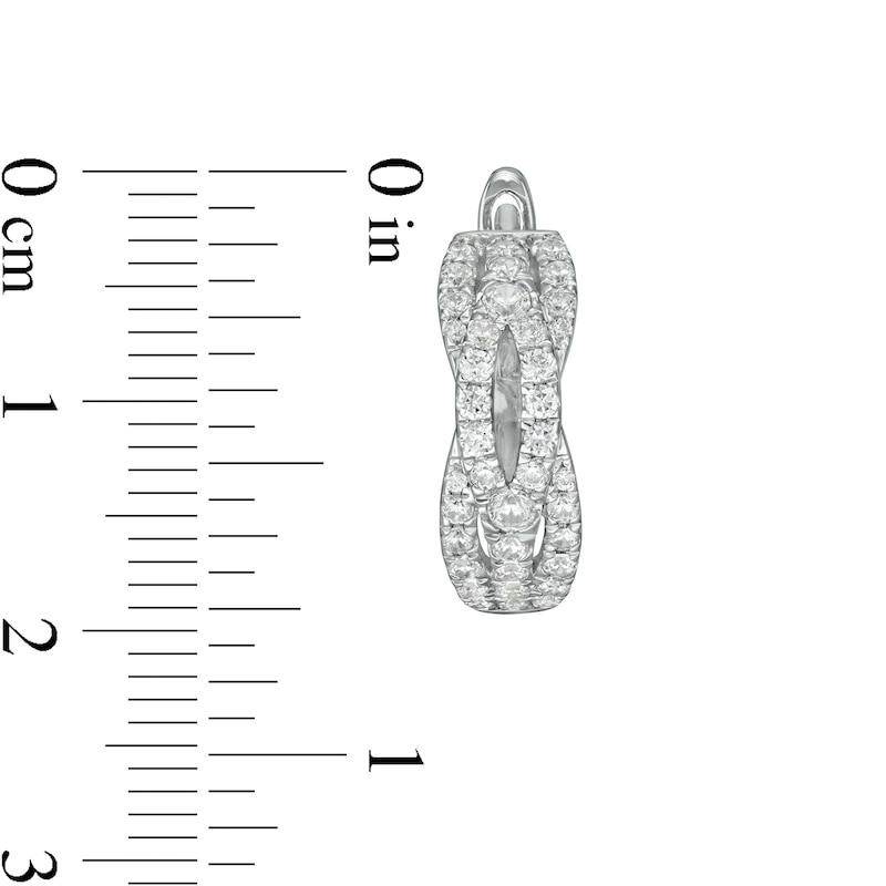 Main Image 3 of 1 CT. T.W. Certified Lab-Grown Diamond Open Braid Hoop Earrings in 14K White Gold (F/SI2)