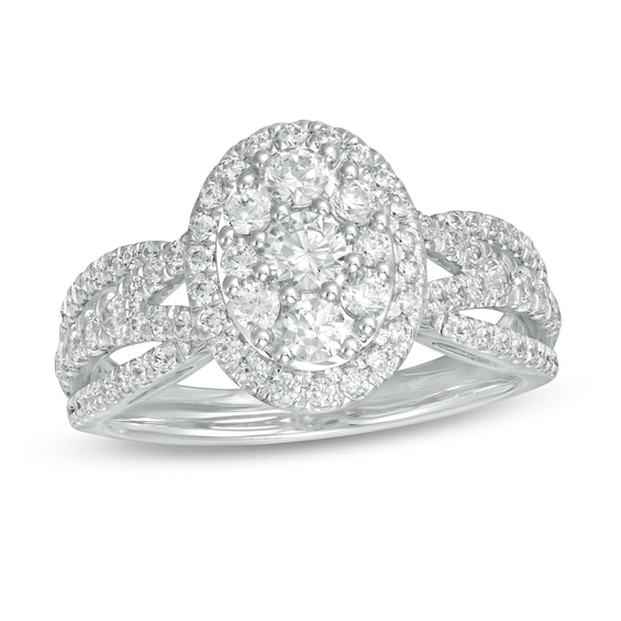 1 CT. T.w. Certified Lab-Grown Diamond Oval Frame Split Shank Ring in 14K White Gold (F/Si2)