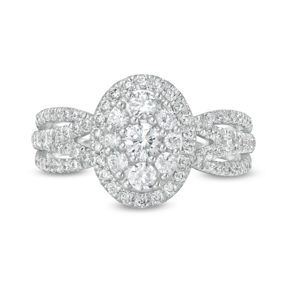 1 CT. T.w. Certified Lab-Grown Diamond Oval Frame Split Shank Ring in 14K White Gold (F/Si2)