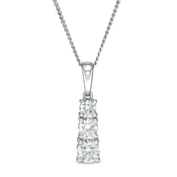 1/2 CT. T.w. Certified Lab-Grown Diamond Graduated Three Stone Pendant in 14K White Gold (F/Si2)