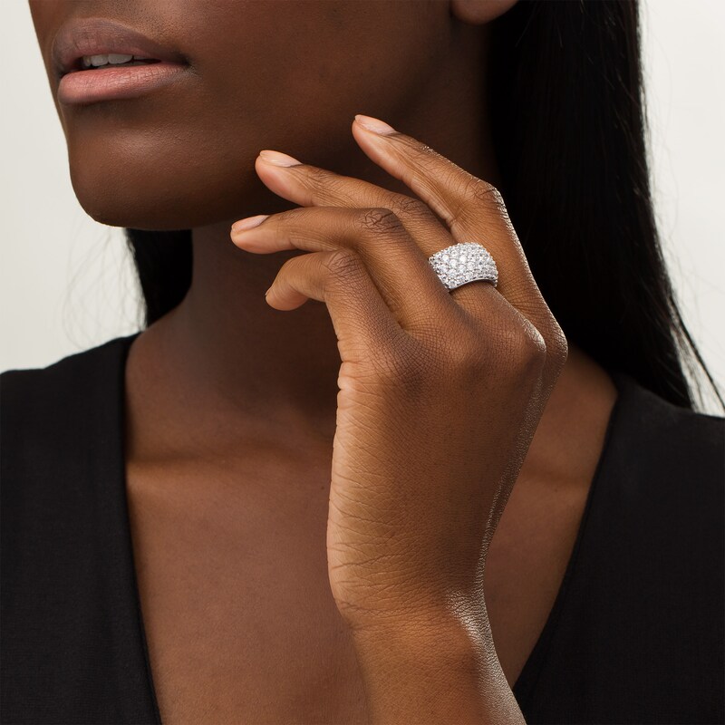 Main Image 2 of 4 CT. T.W. Certified Lab-Grown Diamond Multi-Row Band in 14K White Gold (F/SI2)