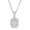 Thumbnail Image 0 of 1/2 CT. T.W. Certified Emerald-Cut Lab-Created Diamond Octagonal Double Frame Pendant in 14K White Gold (F/SI2)