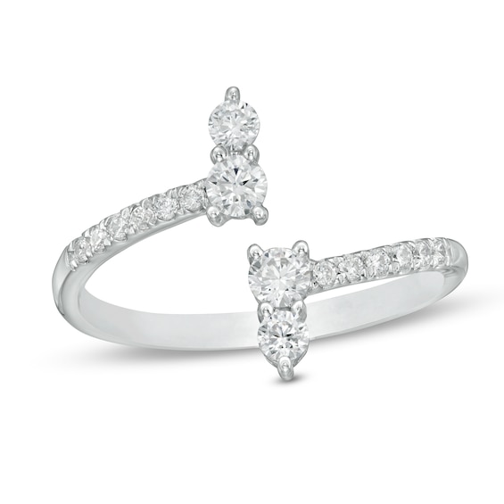 1/2 CT. T.w. Certified Lab-Grown Diamond Bypass Ring in 14K White Gold (F/Si2)